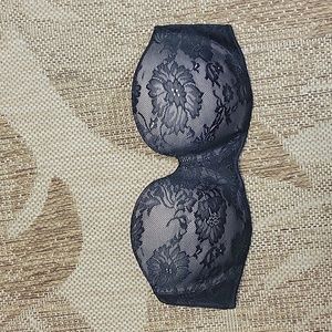 Body by Victoria lined strapless lace black bra 34 D